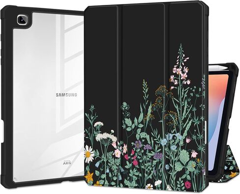 Batianda Hybrid Case for Samsung Galaxy Tab S6 Lite 10.4 inch 2022/2020 Model (SM-P610/P613/P615/P619) with S Pen Holder Shockproof Cover with Clear Back Shell TPU Bumper Auto Sleep/Wake, Golden Lotus in Kuwait