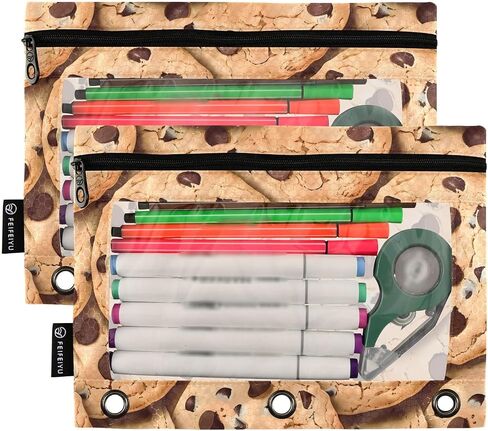 SUABO Daisy Flowers Green Pencil Pouch for 3 Ring Binder, Pencil Bag Pencil Case Cosmetic Bag with Zipper Clear Window for Office Travel Cosmetic, 2 Pack in Saudi Arabia