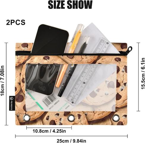 SUABO Daisy Flowers Green Pencil Pouch for 3 Ring Binder, Pencil Bag Pencil Case Cosmetic Bag with Zipper Clear Window for Office Travel Cosmetic, 2 Pack in Saudi Arabia