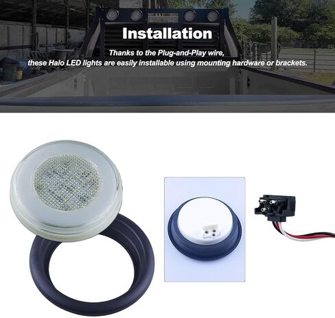 4 inch Round LED Tail Lights Halo LED Stop Turn Tail Lights for Trailer Trucks RV Camper Van with Rubber Grommet and 3 Prong Pigtails 64 LEDs 12V Waterproof IP67, 4Pcs in Saudi Arabia