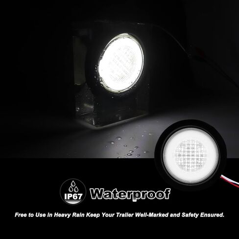 4 inch Round LED Tail Lights Halo LED Stop Turn Tail Lights for Trailer Trucks RV Camper Van with Rubber Grommet and 3 Prong Pigtails 64 LEDs 12V Waterproof IP67, 4Pcs in Saudi Arabia