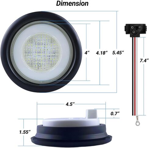 4 inch Round LED Tail Lights Halo LED Stop Turn Tail Lights for Trailer Trucks RV Camper Van with Rubber Grommet and 3 Prong Pigtails 64 LEDs 12V Waterproof IP67, 4Pcs in Saudi Arabia