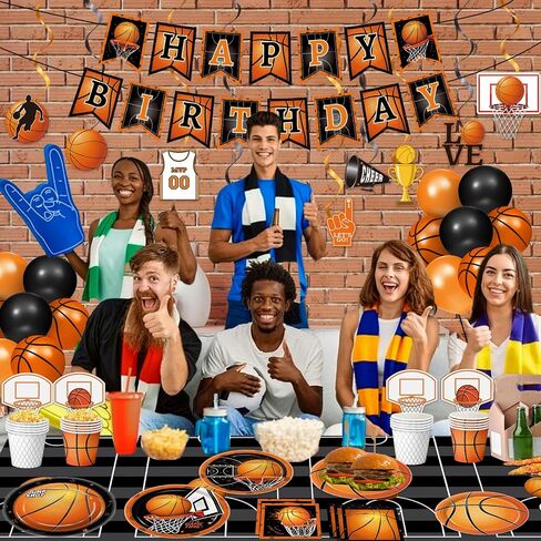 Football Party Supplies Kit - Includes Plates, Napkins, Cups, Banner, Hanging Swirl, Football Balloons, Tablecloth for Football Tailgate Birthday Party Decorations, Serve 24 in Saudi Arabia