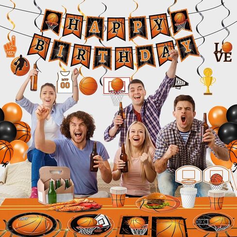 Football Party Supplies Kit - Includes Plates, Napkins, Cups, Banner, Hanging Swirl, Football Balloons, Tablecloth for Football Tailgate Birthday Party Decorations, Serve 24 in Saudi Arabia