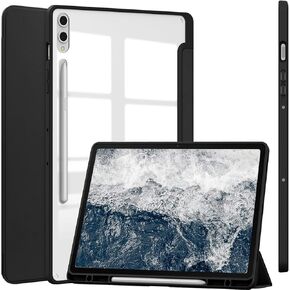 NINKI for Samsung Galaxy S10 Plus 2024 Case/Galaxy S9 FE Plus Case/Tab S9 Plus Case with Pencil Holder,(Stand +Auto Sleep/Wake),Slim Leather Clear Back Cover Case for Galaxy Tab S10 Plus Case Pink