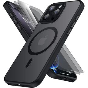 SEXYMOM Magnetic for iPhone 16 Pro Max Case with 2 Privacy Screen Protectors - Upgraded Camera Protection - Wireless Charging Compatible,21ft Drop Tested,Slim Fit Matte Phone Case - Hot Pink