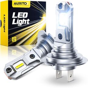AUXITO Upgraded H-7 H7_ll Light Bulbs, 6500K White Super Bright, 1:1 Halogen Size, W/CSP Chips LED Fog Lights, No Adapter Required, 5-Min Easy Installation, Non-polarity, Pack of 2