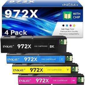 972X Ink Cartridges Compatible Replacement for 972X 972A Ink Cartridges to Use with HP Color PageWide Pro 477dw Ink Cartridges 477dn 577dw 452dw 452dn 577z 552dw P55250dw Printer (4 Pack, B/C/M/Y)