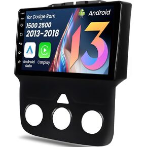 4G+64G(8 core) Car Stereo Radio for Dodge Ram 1500 2500 3500 2011-2015: 9 Inch Touch Screen with Wireless Apple CarPlay Android Auto Bluetooth 5G WiFi GPS Navigation Upgrade Dash Kit Android 13