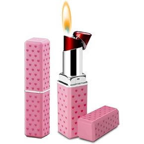 Lipstick Butane Lighter – Reusable EDC Pocket Lighter with Adjustable Soft Flame, Compact and Fashions for Women, Girls, and Girlfriend, Ideal for Birthdays & Anniversaries (White)