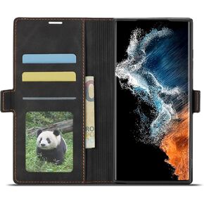 Wallet Case for Samsung Galaxy S24 Ultra, Forwenw Magnetic Flip Book Folio Design Premium PU Leather TPU Shockproof Protective Phone Skin Cover Stand with Photo Card Holder Slots (Blue)