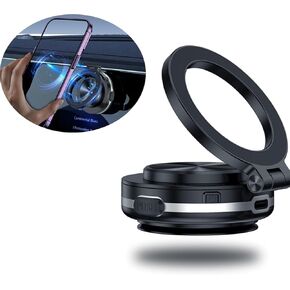 DABATO Magnetic Suction Phone Mount 2025 Upgrade Electric Vacuum Magnetic Car Phone Mount Car Electric Suction Cup Vacuum Magnetic Phone Holder 360° Rotating 270° Folding Suction Phone Mount (Sliver)