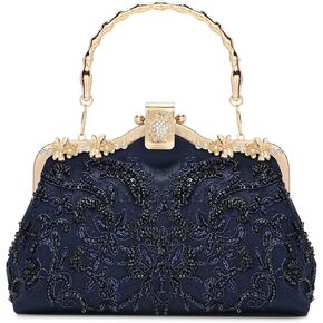 UBORSE Women's Embroidered Beaded Sequin Evening Clutch Large Wedding Party Purse Vintage Bags in Kuwait