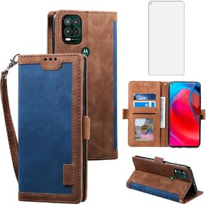 Asuwish Phone Case for Moto G Stylus 5G 2021 Wallet Cell Cover with Tempered Glass Screen Protector Lanyard Flip Credit Card Holder Slot Stand Motorola GStylus G5 XT2131DL Women Men Green