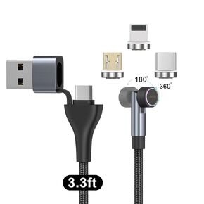 N. NETDOT Magnetic Charging Cable,6in1 Gen12 (3.3ft/3 Pack Black) 18W Fast Charging Magnetic Phone Charger,USB-A and USB-C Magnetic Charger for USB-C,Micro-USB and i-Product