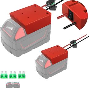 【2 Packs】 Power Wheel Adapter for AEG RIDGID 18V MAX Lithium Battery Adapter Power Wheels Battery Converter Kit with Fuses & Wire Terminals, 12AWG Wire, Power Connector for DIY Rc Car Toys
