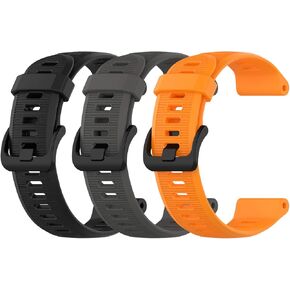 3-Pack Silicone Bands for Garmin Forerunner 945 Smartwatch Replacement Strap (Black, White, Green)