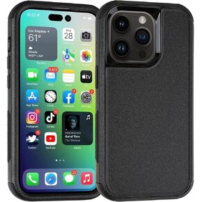 X-belmox Protective Case for iPhone 14 Pro Max, 3-Layer Heavy Duty Military Shockproof Drop Proof Phone Case with Glass Screen Protector Camera Protector Cover for 14 Pro Max-Red/Black