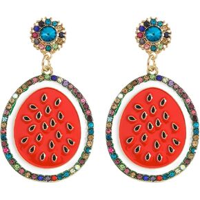 Dvacaman Adorable Bohemian Fruit Drop Earrings, Beaded Dangle Earrings for Women, Handcrafted Beaded Summer Earrings