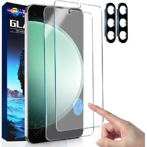 [2+2 2 Pack Privacy Screen Protector for Samsung Galaxy S24 Ultra with 2 Pack Camera Lens Protector, Fingerprint Support Private Tempered Glass Screen Protector for Galaxy S24 Ultra, Black