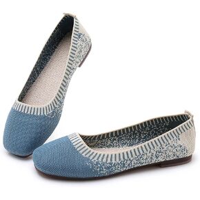 RVROVIC Women Flat Shoes Knitted Lightweight Slip-on Loafers Breathabel Soft Comfortable Ballet Flats