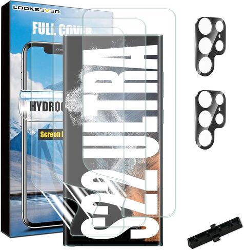 LOOKSEVEN [3+2 3 Packs Hydrogel Film Screen Protector(Not Glass) + 2 Packs Tempered Glass Camera Lens Protector For Samsung Galaxy S22 Plus in Kuwait