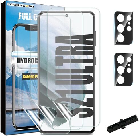 LOOKSEVEN [3+2 3 Packs Hydrogel Film Screen Protector(Not Glass) + 2 Packs Tempered Glass Camera Lens Protector For Samsung Galaxy S22 Plus in Kuwait
