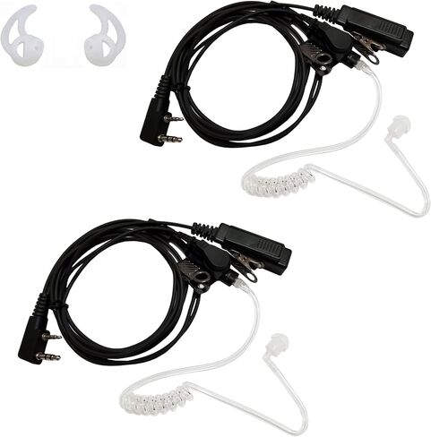 2 Pack Fins Ear Molds Radio Earpiece Headset with Mic Acoustic Coil Tube for Kenwood Baofeng Two Way Radio Walkie Talkies Accessories Clear in Kuwait