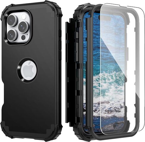 Idweel for iPhone 16 Pro Case مع حامي الشاشة للنساء ، 3 في 1 في 1 صدمة رفيعة النحافة ، غلاف هجين شاق الثقوب. in Kuwait