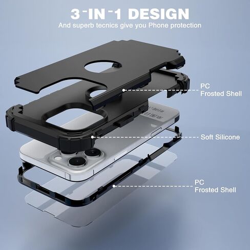 Idweel for iPhone 16 Pro Case مع حامي الشاشة للنساء ، 3 في 1 في 1 صدمة رفيعة النحافة ، غلاف هجين شاق الثقوب. in Kuwait