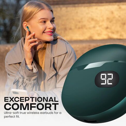 سماعات الأذن اللاسلكية TrueBuds Bliss مع Bluetooth 5.0 ، برامج تشغيل ديناميكية 6 مم ، نطاق لاسلكي 10 أمتار ، وقت تشغيل سماعات الأذن مدته 400 مللي أمبير في USB-C ، أدوات التحكم في اللمس ، ميكروفون مدمج (أبيض) in Kuwait