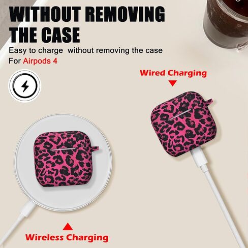 CameCosy Leopard Case Compatible for AirPods 4td Generation with Cute Pearl Wrist Keychain, Black Cheetah Soft TPU Protective Cover for Airpods 4 2024 Case for Women in Kuwait