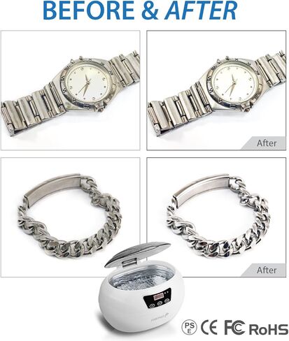 Fosmon Ultrasonic Cleaner (600ml) Jewelry Cleaner Machine with LED Display and Touch Control Panel for Glasses, Ring, Earring, Necklaces, Dentures, Makeup Brush in Kuwait