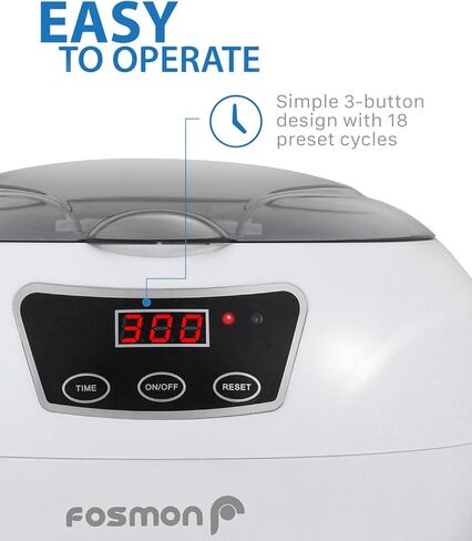 Fosmon Ultrasonic Cleaner (600ml) Jewelry Cleaner Machine with LED Display and Touch Control Panel for Glasses, Ring, Earring, Necklaces, Dentures, Makeup Brush in Kuwait