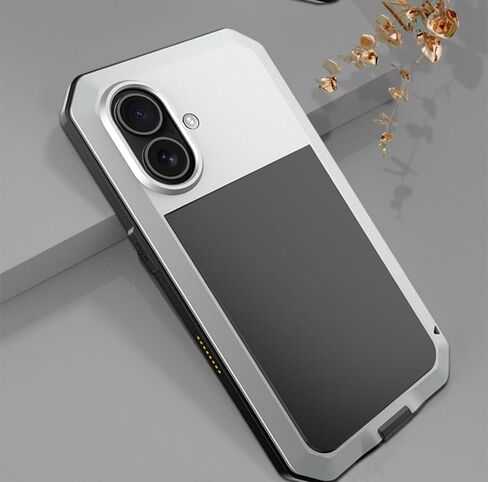 Marrkey for iPhone 16 Metal Case 6.1",Heavy Duty Shockproof Aluminum Alloy Tough Armour Military Grade Phone Case,360 Full Body Protective Cover with Silicone Built-in Screen Protector - Black in Kuwait