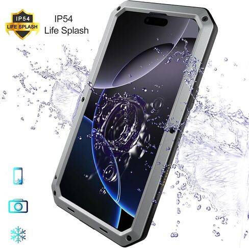 Marrkey for iPhone 16 Metal Case 6.1",Heavy Duty Shockproof Aluminum Alloy Tough Armour Military Grade Phone Case,360 Full Body Protective Cover with Silicone Built-in Screen Protector - Black in Kuwait