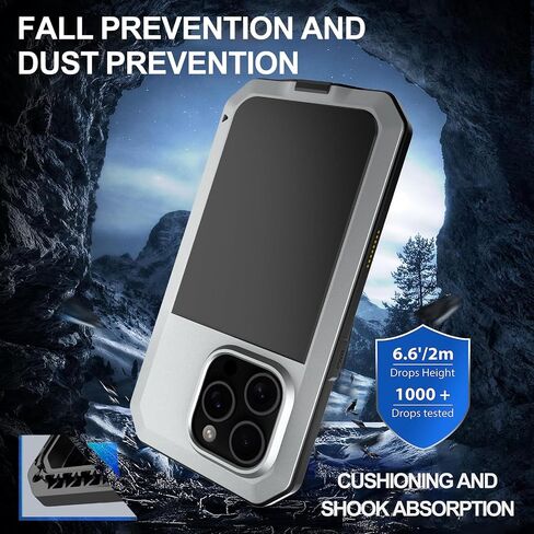 Marrkey for iPhone 16 Metal Case 6.1",Heavy Duty Shockproof Aluminum Alloy Tough Armour Military Grade Phone Case,360 Full Body Protective Cover with Silicone Built-in Screen Protector - Black in Kuwait