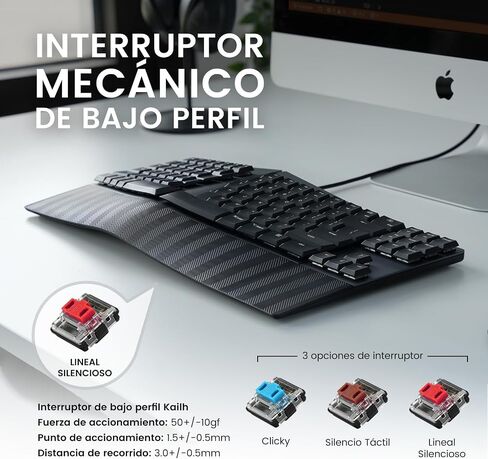 Perixx PERIBOARD-335BR ES Teclado compacto mecánico ergonómico con Cable - Interruptores táctiles marrones de perfil Bajo - Teclas programables - Teclado español con ñ… in Kuwait