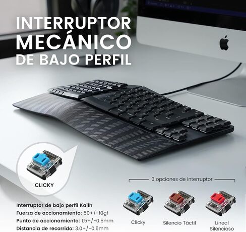 Perixx PERIBOARD-335BR ES Teclado compacto mecánico ergonómico con Cable - Interruptores táctiles marrones de perfil Bajo - Teclas programables - Teclado español con ñ… in Kuwait