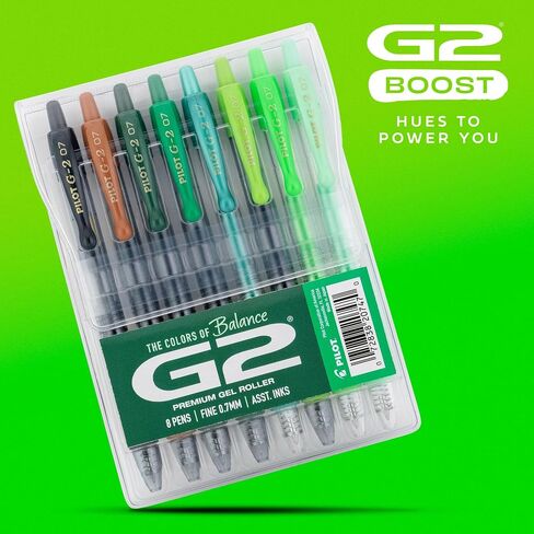 PILOT, G2 Premium Gel Roller Pens, G2 Boost Blues Pack, The Colors of Productivity, 8 Pack Pouch, Fine Point 0.7 mm, Assorted in Saudi Arabia