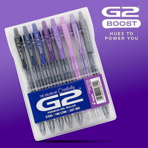 PILOT, G2 Premium Gel Roller Pens, G2 Boost Blues Pack, The Colors of Productivity, 8 Pack Pouch, Fine Point 0.7 mm, Assorted in Saudi Arabia