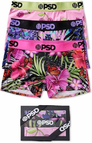 PSD Womens Dark Jewel Boy Shorts Underwear for Women - Mixed Print Pack of Boyshort Underwear - 3 Pack Cotton Boyshort Underwear for Women, Women's Boy Shorts for Women Cotton in Kuwait