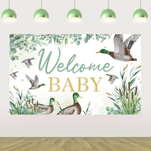 Sursurprise Duck Hunting Dust Dream Decorations ، 5 × 3 قدم مالارد Mallard Duck ترحيب Baby Backdrop Lanner لافتة التصوير الفوتوغرافي الخلفية استوديوهات الاستوديو للبط في لوازم حفلة دش الطفل in Kuwait