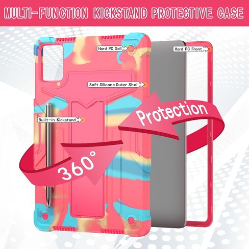 Case for Lenovo Tab K11 LTE 11 inch Tablet 2024 Released - Hybrid Protective Case Cover with Kickstand (Pink/Pink) in Kuwait