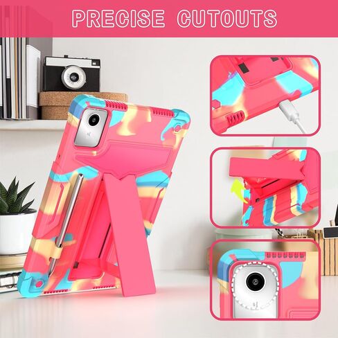 Case for Lenovo Tab K11 LTE 11 inch Tablet 2024 Released - Hybrid Protective Case Cover with Kickstand (Pink/Pink) in Kuwait