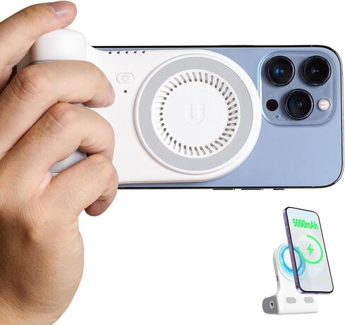 Magnetic Phone Stand Camera Grip with Wireless Charging & Bluetooth Shutter, Stand for iPhone, Ergonomic Handle for Vlogging, Selfies & Video Calls in Kuwait