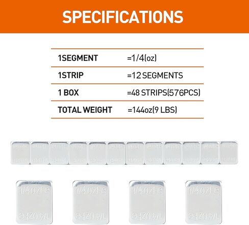 Eisen 1/4oz.*12 Adhesive Stick On Wheel Weights, 20 Strips/Box, Gray,240pcs in Saudi Arabia