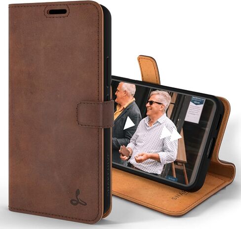 Snakehive Samsung Galaxy S22 Plus Leather Case | Genuine Leather Wallet Phone Case with Card Holder | Flip Folio Case/Cover with Stand | Compatible with Samsung Galaxy S22 Plus | (Black) in Kuwait