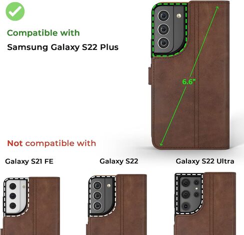 Snakehive Samsung Galaxy S22 Plus Leather Case | Genuine Leather Wallet Phone Case with Card Holder | Flip Folio Case/Cover with Stand | Compatible with Samsung Galaxy S22 Plus | (Black) in Kuwait