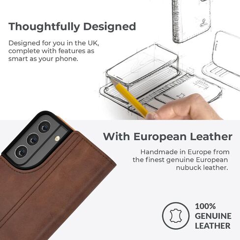 Snakehive Samsung Galaxy S22 Plus Leather Case | Genuine Leather Wallet Phone Case with Card Holder | Flip Folio Case/Cover with Stand | Compatible with Samsung Galaxy S22 Plus | (Black) in Kuwait